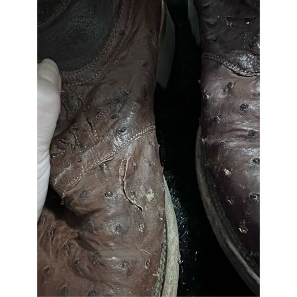 Lucchese Full Quill Ostrich Leather Cowboy Boots Sz 11 D Western Boot Tan - Picture 3 of 12